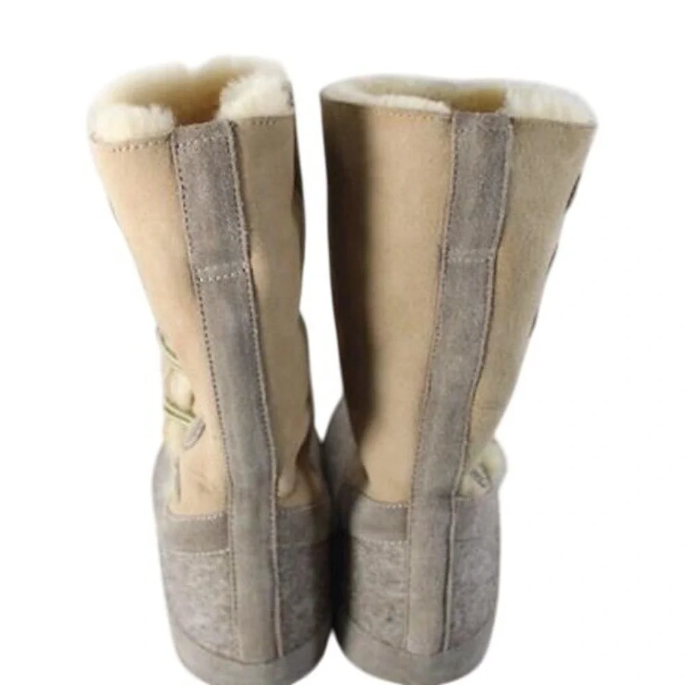 Zdar Wool Felt Suede‎ Shearling Lined Winter Snow Boots Taupe Gray Women's 36